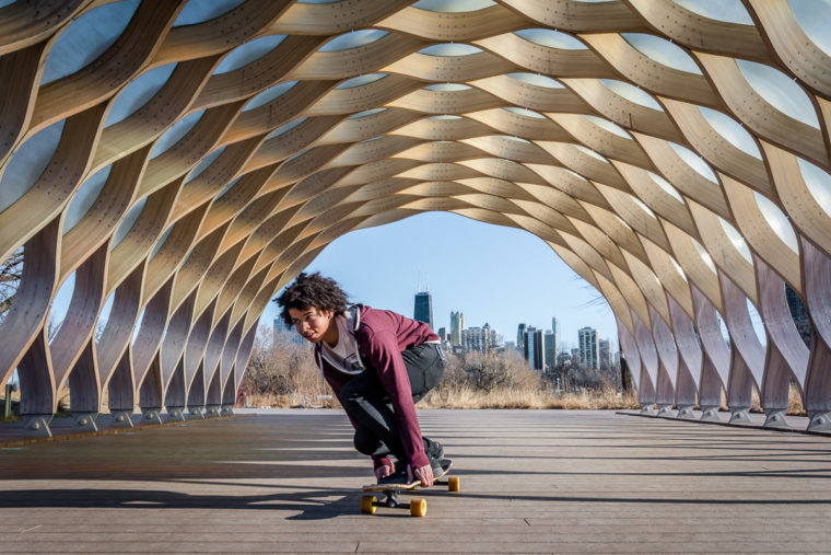 skateboarding in the park